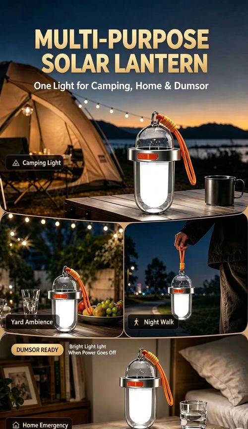 Outdoor Solar Camping Light, Multi‑Functional Ambient Light, High‑Brightness Lighting, Portable Compact Night Light