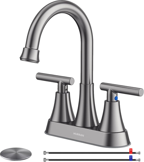 Bathroom Faucet, Hurran 4 inch Centerset 2-Handle Lead-Free