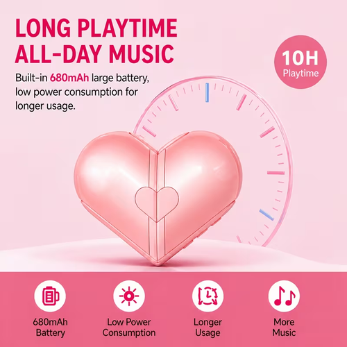 Heart Shape Wireless Speaker, Creative Rotating Design Portable Mini Stereo Sound Portable Wireless Speakers, Hands-Free Call