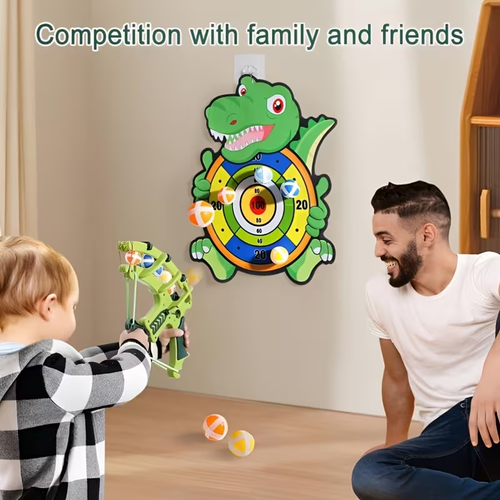 Sticky Ball Bow And Arrow Toy Set Dinosaur Target Shooting Toy Indoor Magic Ball Throwing