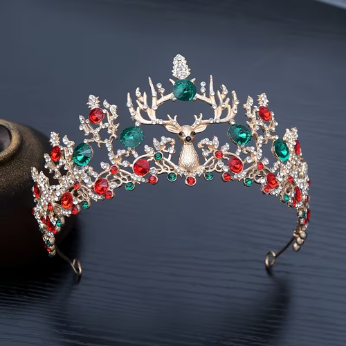 Colorful Diamond Deer Crown Headpiece for Women, Perfect for Christmas Parties And Cosplay