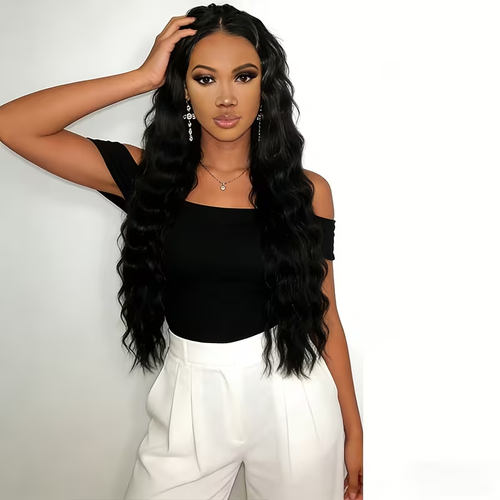 Women's 26-inch Natural-Looking Deep Wave Wig Suitable for Skin Tones - Adjustable Breathable with High-Density Heat-Resistant Synthetic Fiber Hair, Voluminous Wig for Daily Use & Special Occasions