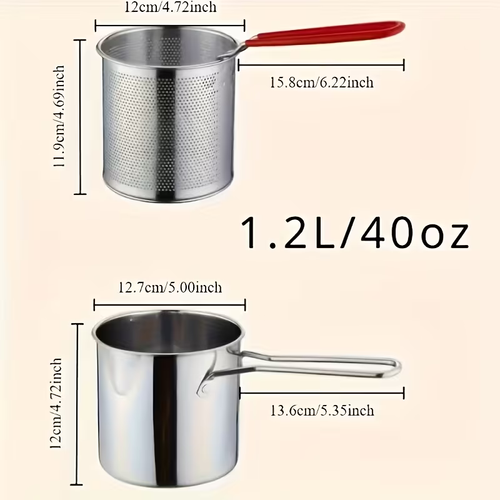 Stainless Steel Deep Fryer and Strainer Set