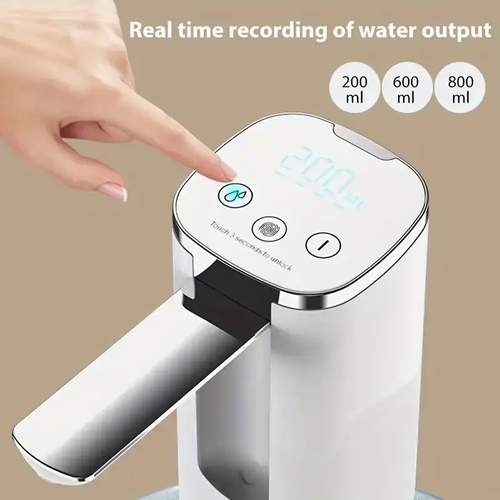 ZYLER Portable Smart Rechargeable Electric Water Jug Dispenser Pump (1 Pack) - Digital Display, Universal Fit for 3-5 Gal Bottled Containers, Batteries-Powered, Compact Stainless Steel Filter, Countertop Use for Home, Outdoor Party Drink Station