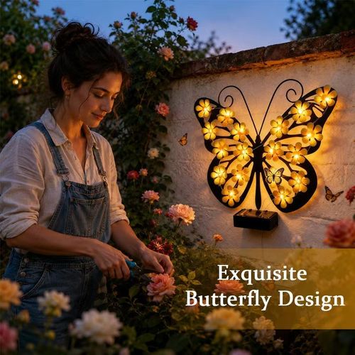 Beautiful solar‑powered butterfly wall lights for your home, yard and compound. No electricity needed, easy to install, creates nice night‑time ambiance. Perfect for home decoration.