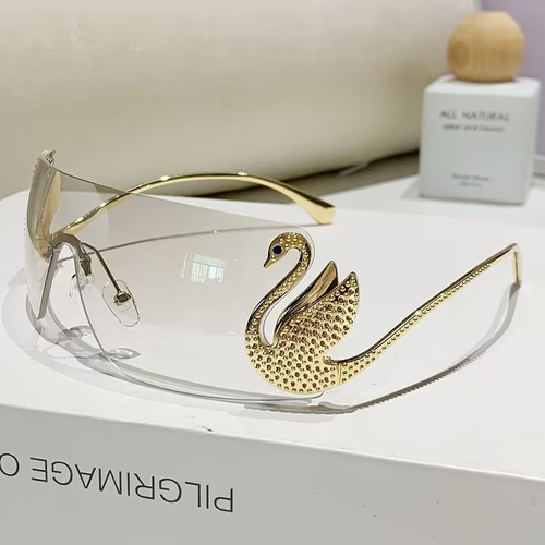2026 New Swan Frame Metal, Unisex, European And American Style, Celebrity-Integrated, Sparkle-Embedded