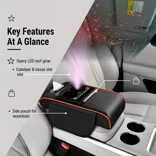 Starry Sky Atmosphere Car Center Armrest Box Type-C with Light Data Cable Interface All-In-One