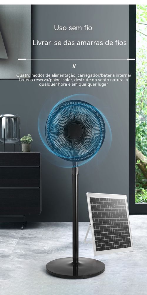 Sem energia? Não passe calor! Ventoinha solar de pé, dura o dia todo.