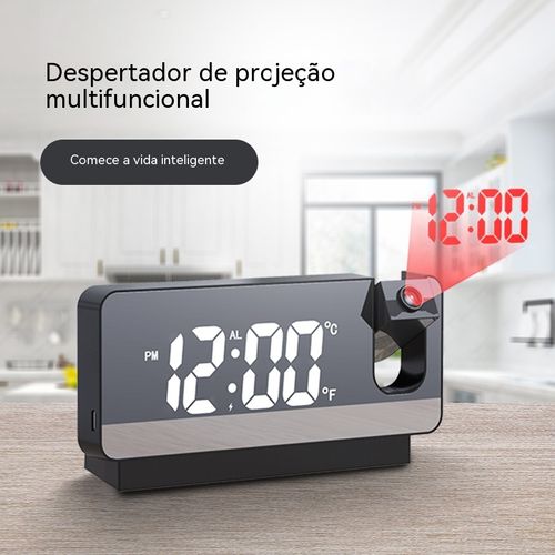 Relógio eletrónico inteligente com projeção, luz noturna e silencioso, ideal para cabeceira e secretária, o seu auxiliar perfeito para acordar.