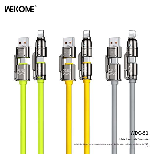 Cabo de Carregamento 240W Ultra Rápido | Silicone Confortável Multiuso