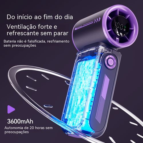 Ventoinha portátil essencial no verão, pequena, refrescante e leve.