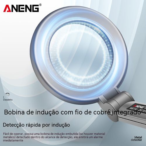 Detector de metal portátil de alta precisão, ideal para uso doméstico, obras e segurança.