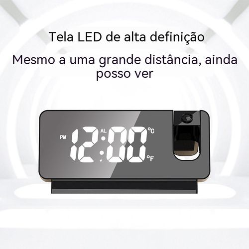 Relógio eletrónico inteligente com projeção, luz noturna e silencioso, ideal para cabeceira e secretária, o seu auxiliar perfeito para acordar.