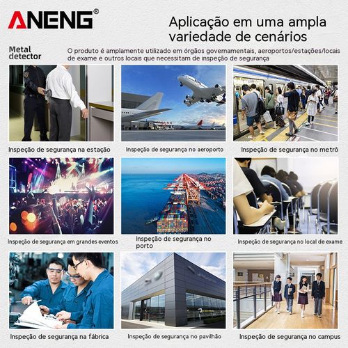 Detector de metal portátil de alta precisão, ideal para uso doméstico, obras e segurança.