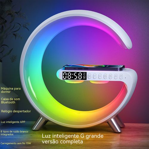 Lâmpada Big G, Luz Noturna, Carregador, Candeeiro Musical, Coluna de Som Bluetooth, Luz de Ambiente Colorida, Luz de Ambiente Colorida com Ruído Branco