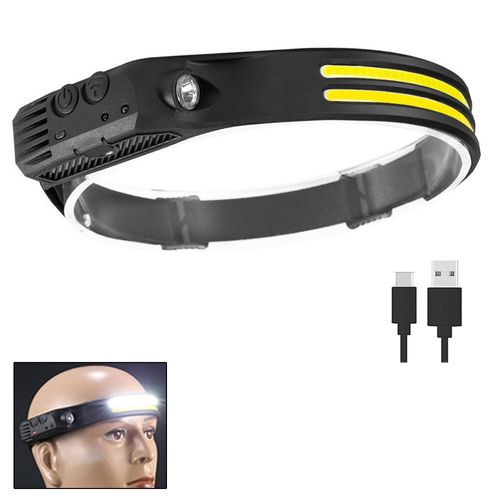 Outdoor Silicone Led Headlights Head Lamp Rechargeable Usb Waterproof 350 Lumens Cob 230 Degrees Led Headlamp With Motion Sensor