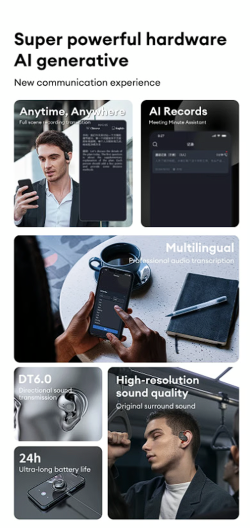 AI Translation Wireless OWS Bluetooth5.4 Earphones (Fit iOS & Android)