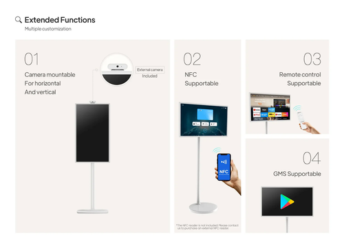 Afrleon™ 32inch Tablet on Rolling Stand - Touchscreen, Cordless, 8-Hr Battery, Camera, Voice Remote
