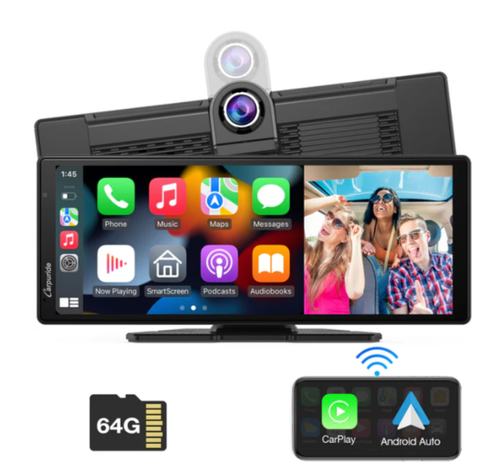 Console de tableau de bord multimédia intelligente portableavec caméra frontale et fonction DVR