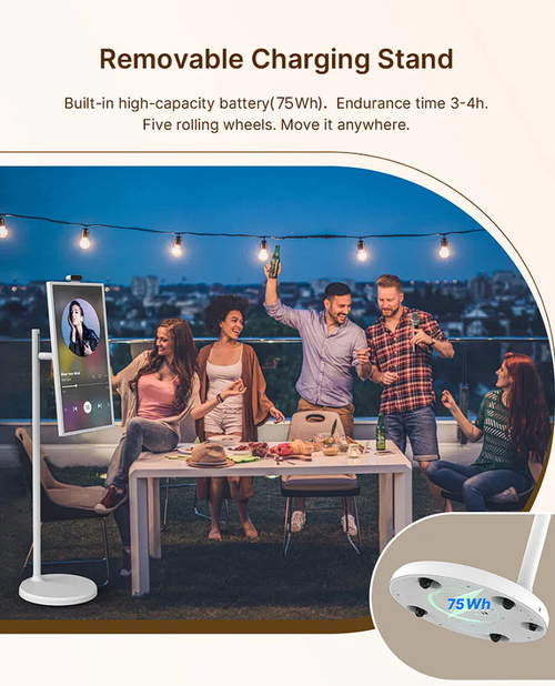 Afrleon™ 32inch Tablet on Rolling Stand - Touchscreen, Cordless, 8-Hr Battery, Camera, Voice Remote