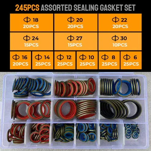 Pousbo® 245pcs Assorted Sealing Gasket Set