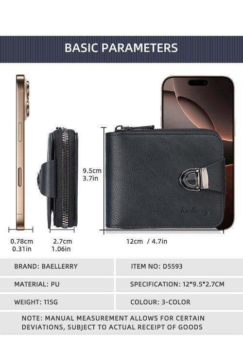 Men's Vintage Compact Zipper Wallet