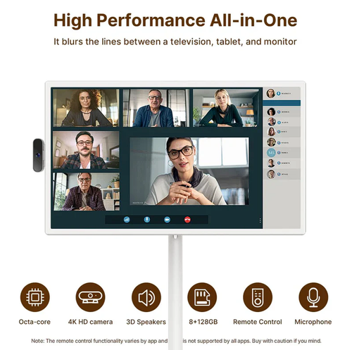 Afrleon™ 32inch Tablet on Rolling Stand - Touchscreen, Cordless, 8-Hr Battery, Camera, Voice Remote