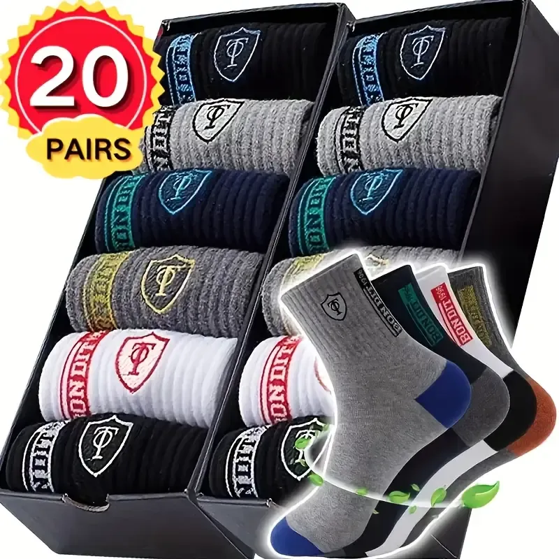 20 Pairs of Men'S Trendy Breathable Crew Socks