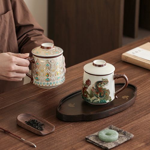 Chinese-style Ru Kiln Dunhuang Color-changing Office Cup