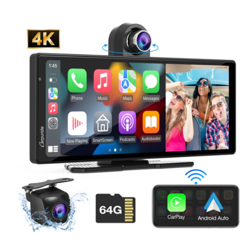 Console de tableau de bord multimédia intelligente portableavec caméra frontale et fonction DVR