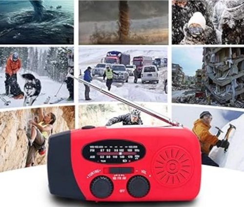 Multifunctional Portable Solar Emergency Radio – Power Bank, Hand Crank & Weather Alert ⚡