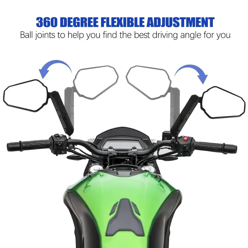 Aluminum Motocycle Mirrors - 360° Adjustable, Ball-Head Design for Street & Dirt Bikes, ATVs