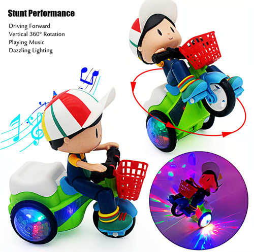 Equipped with Battery and Charger Stunt Spin Dance Tricycle Electric Toy with Sound Music Light