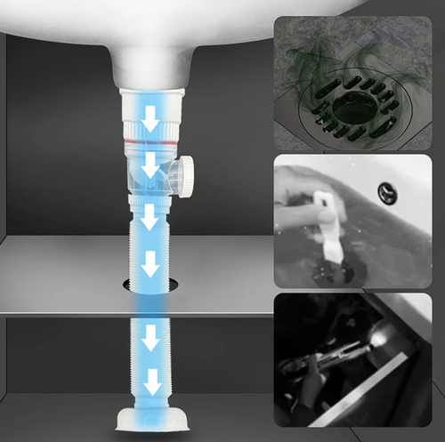 Multi-Use Flexible Drain Pipe with Odor Prevention Cup