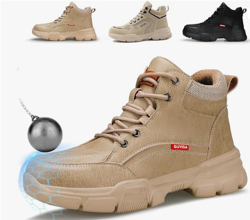 Steel Toe Work Boots for Men, Lightweight Safety Work Boots with Kevlar Midsole, Water-Resistant for Construction and Warehouse Work