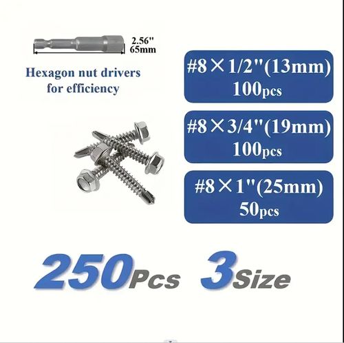 250pcs Outer Hexagonal Screws Kit