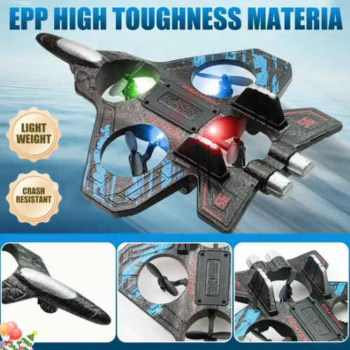 🎉🎉RC Stunt Fighter Jet Toy for Kids with 360° Flips & LED Lights