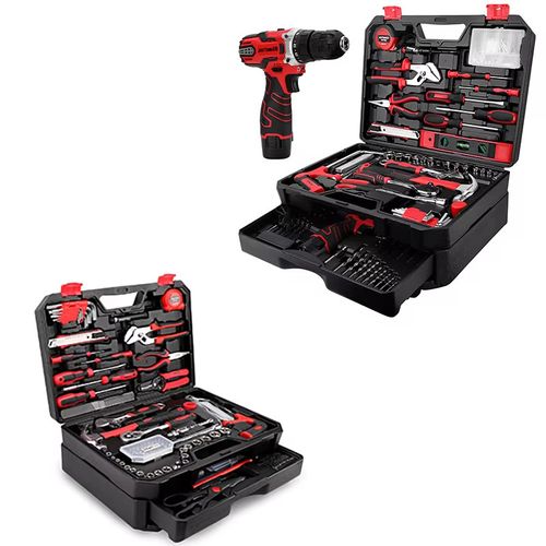 Afrleon 255 PCS Home Tool Kit with 12V Drill Storage Case