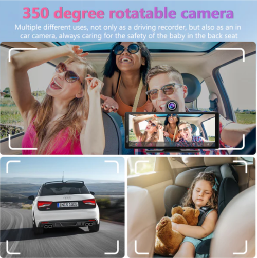 Console de tableau de bord multimédia intelligente portableavec caméra frontale et fonction DVR