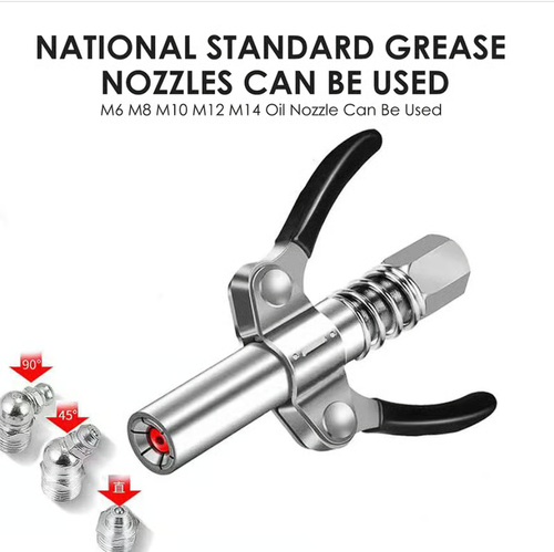 Strong Lock on Grease Couplers with Spring Flex Hose
