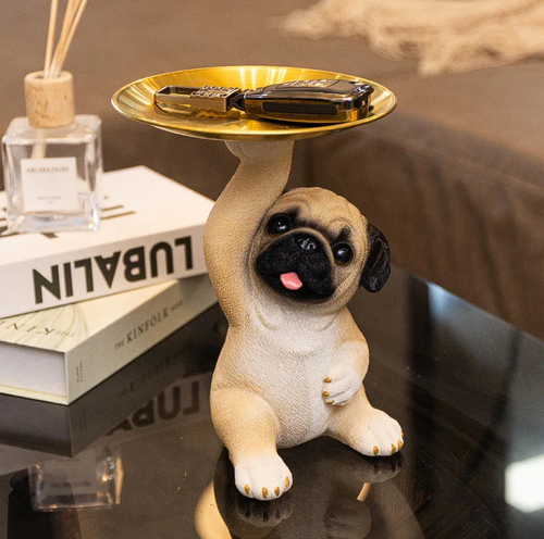 Cute Pug Statue Storage Tray