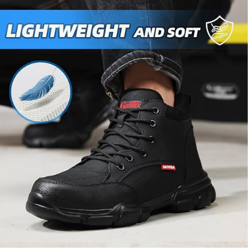 Steel Toe Work Boots for Men, Lightweight Safety Work Boots with Kevlar Midsole, Water-Resistant for Construction and Warehouse Work