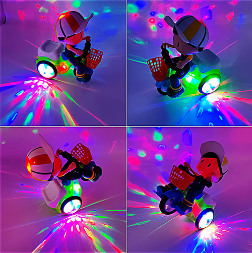 Equipped with Battery and Charger Stunt Spin Dance Tricycle Electric Toy with Sound Music Light