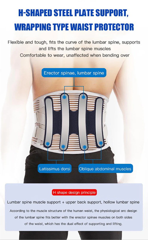 Caring for your lumbar spine Heat-pressed Mesh Breathable Steel Plate Support Waist Protector