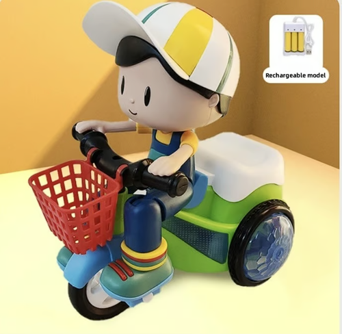 Equipped with Battery and Charger Stunt Spin Dance Tricycle Electric Toy with Sound Music Light