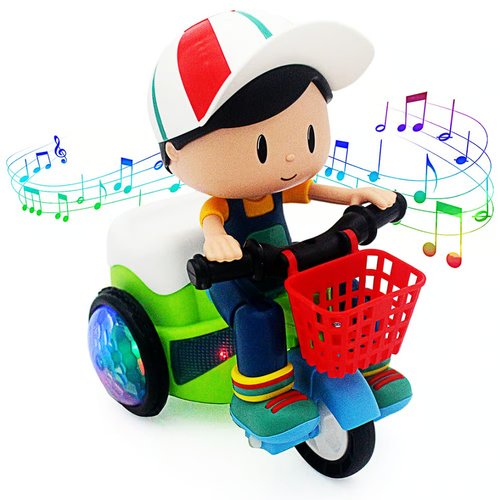 Equipped with Battery and Charger Stunt Spin Dance Tricycle Electric Toy with Sound Music Light
