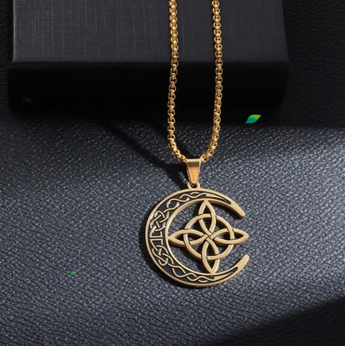 Celtic Knot Crescent Pendant Necklace