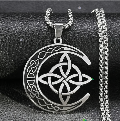 Celtic Knot Crescent Pendant Necklace