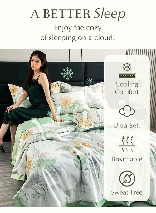 Silk Cool Ice Silk Air Conditioning Thin Quilt 4-Piece Set