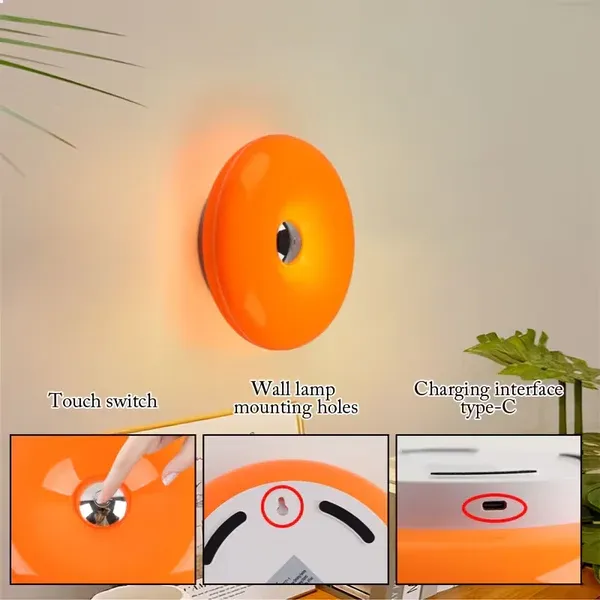Donut Lamp – USB Rechargeable Touch Light for Desk & Wall